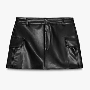 Zara black leather skort
